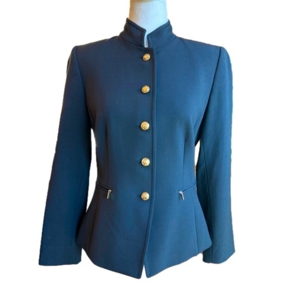 Tahari Jackets & Blazers - Tahari ASL Blazer Jacket Navy with Gold buttons  & zipper pockets women’s sz 4P